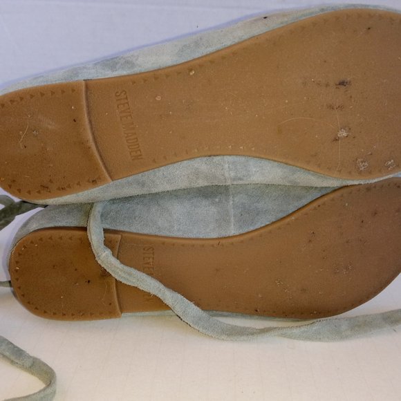 STEVE MADDEN "Bebett" Sz 7 Lace-up Ballet Flat Soft Gray Suede - Picture 9 of 9